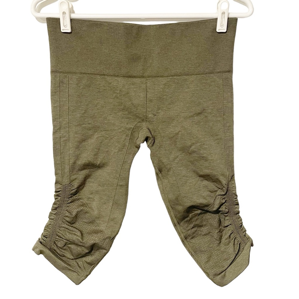 Lululemon Size 6 In The Flow Olive Green Cinched Crop Leggings